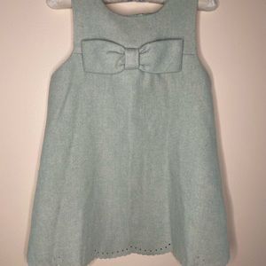 Janie and Jack dusty blue wool jumper with bow on front size 12 to 18 months